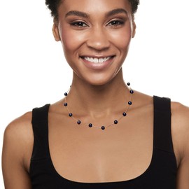 Ross-Simons 6-6.5mm Black Cultured Pearl Station Necklace in 14kt Yellow Gold. 16 inches