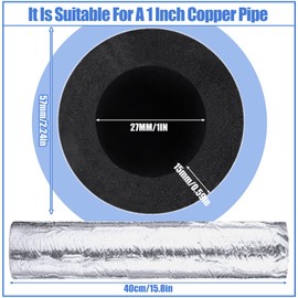 Kingdder 6 Pcs Pipe Insulation Foam Tube Self Adhesive Insulation Wrap for Copper Pipe Pre Slit Clamp Highly Insulated Foam for Outdoor Winter Irrigation, Sprinkler(1.3 Ft x 1 Inch)