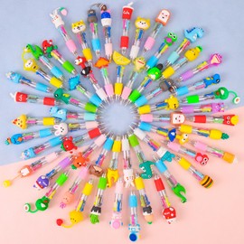 100Pcs Mini Multicolor Pens in One 4-in-1 Cute Pens Bulk for Kids, Ballpoint Pen for Birthdays and Children's Parties, Fun Gifts Assorted Ink Kawaii Pen