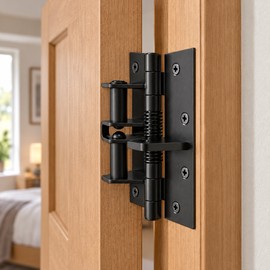 Black Spring-Loaded Door Hinge for Door Hardware Replacement – 4-Inch Surface-Mount Hinge with Integrated Spring Mechanism