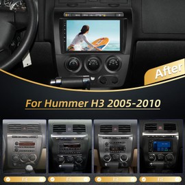 [2+64G] for Hummer H3 2005 2006 2007 2008 2009 2010 Android Car Stereo - Wireless Carplay & Android Auto - 9 Inch Touchscreen Radio with Equalizer, WiFi, GPS, Split Screen + AHD Rear View Camera, MIC
