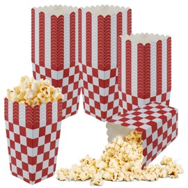 50 Pcs Popcorn Boxes Mini Paper Popcorn Box Cardboard Popcorn Container for Party Disposable Snack Candy Popcorn Bags Popcorn Holder for Movie Nights Birthday Wedding (Red Checkered)
