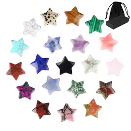 Pack of 20 Lucky Stones, Natural Gemstones Set, Colourful Healing Stones, Small Crystals Stones, Semi-Precious Stones, Star Crystal Lucky Stone for Crystal Therapy, Meditation and Decoration (20 x 20