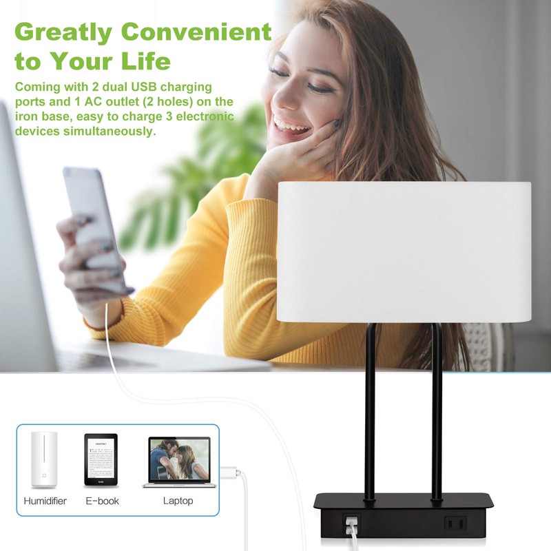 Bedside Touch Control Table Lamp with Dual USB Charging Ports