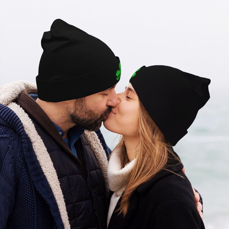 St Patricks Day Shamrock Beanie Hat for Women Men Irish