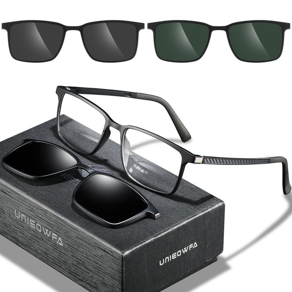 UNIEOWFA With Polarized Magnetic Clip Reading Glasses Men Blue Light