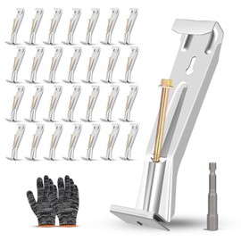 28 Pack Hidden Gutter Hangers, 5" Heavy Duty Brackets with Rust-Resistant Screws & Clips, Ideal for Repairing Sagging K-Style Gutters – Includes 1/4" Hex Drill Bit & Protective Gloves