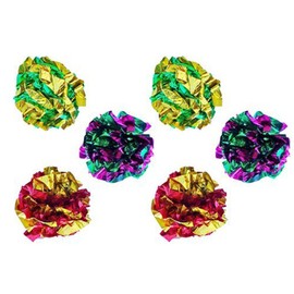 PETFAVORITES Original Mylar Crinkle Balls Cat Toys - 6 Pack