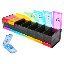 Pastillero Semanal Grande para medicamentos Portátil Caja Organizadora Grande 2 tomas por día Mañana y Noche - Organizador de Medicamentos y Caja de Almacenamiento