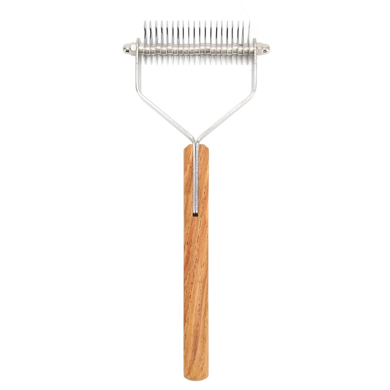 Pet Undercoat Rake Brush Double Sided Knots Removal Massage Wood