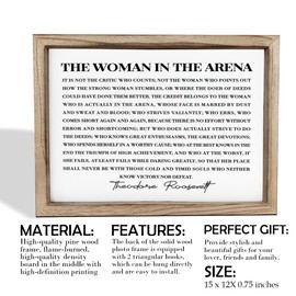 The Woman In The Arena Inspirational Wall Decorative, Theodore Roosevelt Inspirational Quote Sign, Office Home Decor, Gifts for Women, Life Quote Signs, Christian Wall Decor
