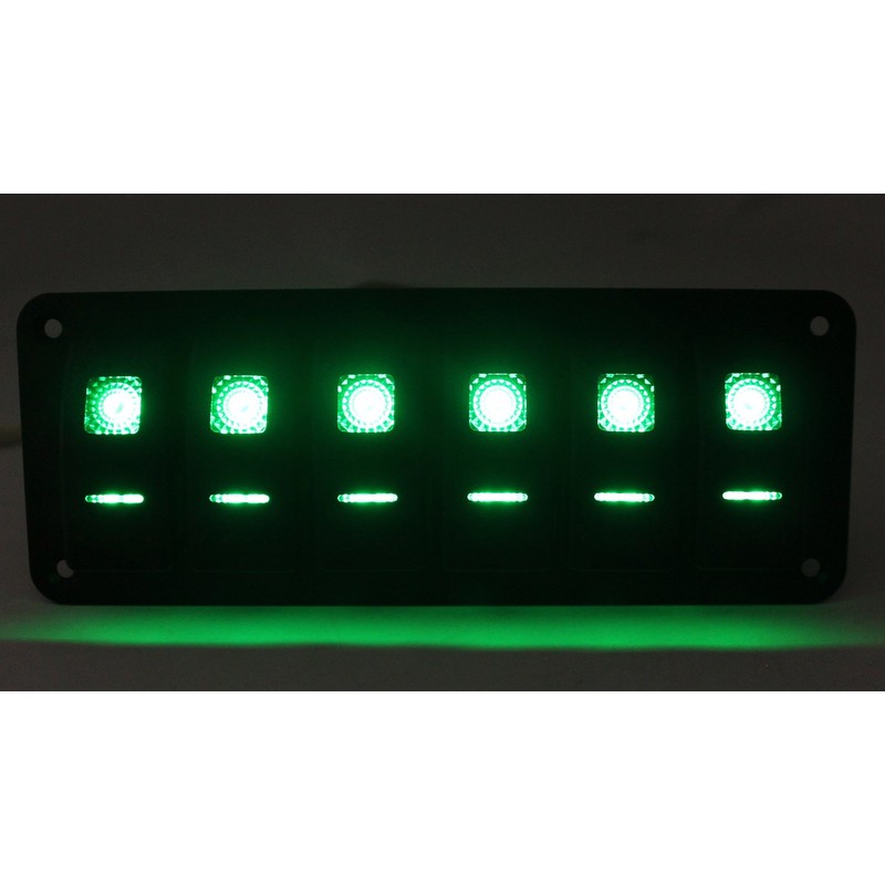 FXC Rocker Switch Aluminum Panel 6 Gang Toggle Switches Dash