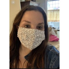 Face Mask - CREAM LEOPARD - POPULAR!!  With Filter Pocket & Nose Wire!