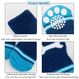 Fkereg 16 Pieces Dog Socks for Hardwood Floors Anti Slip, Dog Grip Socks to Prevent Licking Paws & Scratching, Puppy Booties, Paw Protection Traction for Tiny Small Medium Large Pet Doggie Cat, M