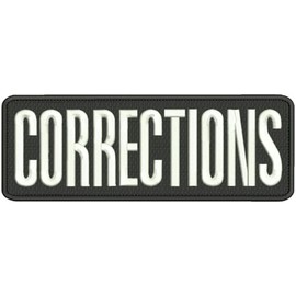 Special Patches for Velcro Patches for Uniform for Corrections Embroidery Patches 4x11 Hook on Back White Letters Model-Q-X988-3650