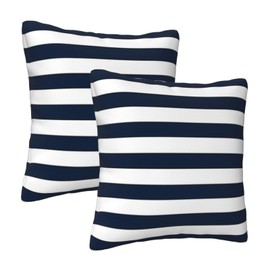 Navy Blue and White Stripe Throw Pillow Covers 20x20 in Farmhouse Pillow Case Soft Outdoor Cushion Covers Set of 2 for Sofa Bed Bedroom Car Chair Living Room Home Decorative