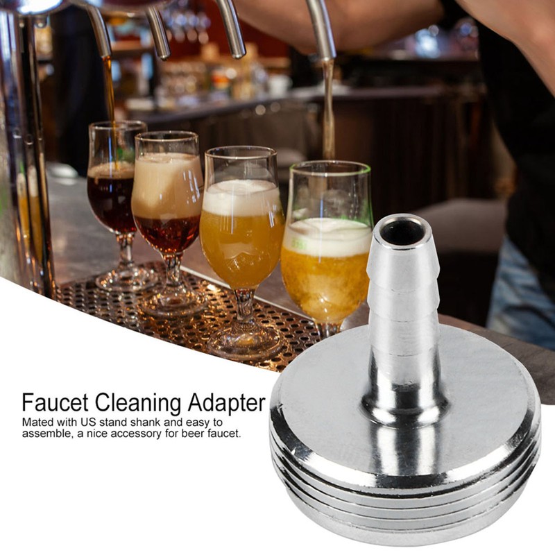Stainless Steel Beer Tap Faucet Cleaning Attachment Adapter Accessories 1/4