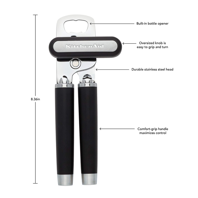 KitchenAid Gourmet Multifunction Can Opener/Bottle Opener, 8.36-Inch, Black