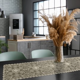 Elegant Comfort Embroidery Ingrid Table Runner - Dresser Scarf for Home Dining Room - Lace Like Tabletop Decoration, Kitchen Dining Table Decoration for Indoor and Outdoor, 13 X 54 Inches, Gold