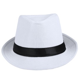 KYEYGWO Fedora Hat Fashion Felt Gangster Hats for Men and Women, Trilby Snap Wide Brim Vintage Style Dress Hat, Pure White