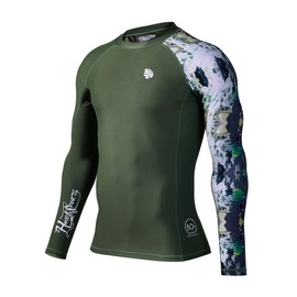 HUGE SPORTS Men's Splice UV Sun Protection UPF 50+ Skins Rash Guard Long Sleeves(Aborigines,2XL)