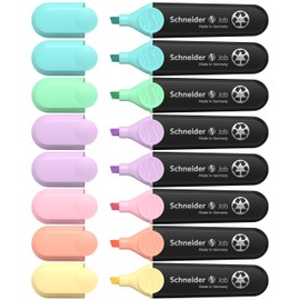 Schneider Job 150 Pastel Highlighters Recycled Plastic Awarded with The Blue Angel Pack of 8 Assorted Colours