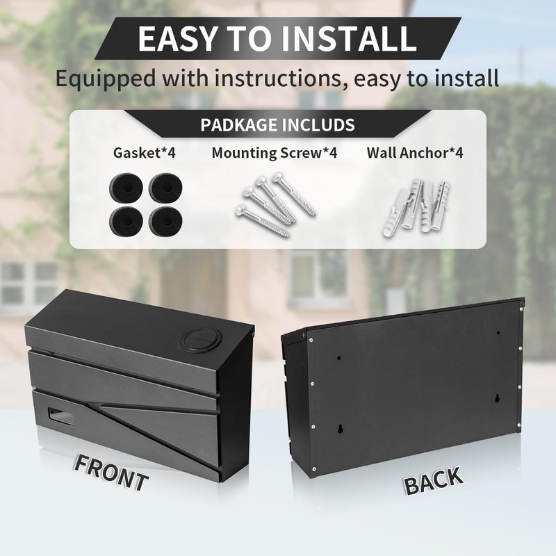 Ydocabinit Wall Mount Mailbox, Large Capacity Mailbox for House, Visibility