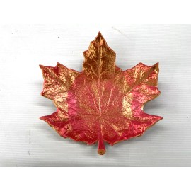 Golden Red Maple Leaf Tray Coin Trinket Small Dish Jewelry Holder