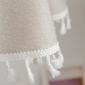 YZKITM Small Round Solid Ivory Tassel Tablecloth Washable Heavy Weight Wrinkle Resistant Table Cloth Soft Farmhouse Fabric Table Cover for Dining Party Tabletop Decoration 36 Inch