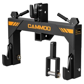CAMMOO 3-Point Quick Hitch with 2" Receiver＆Extra Versatile Adapter, Adaptation to Category 1, No Bushing Required, 3000LBS Lift Capacity, 5 Level Adjustable Bolt &Reinforcing Rib Design (Black)