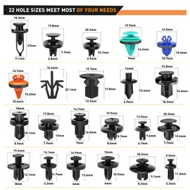 GOOACC 680Pcs Car Push Retainer Clips & Auto Fasteners Assortment -22 Most Popular Sizes Nylon Bumper Fender Rivets with 10 Cable Ties for Toyota GM Ford Honda Chevy