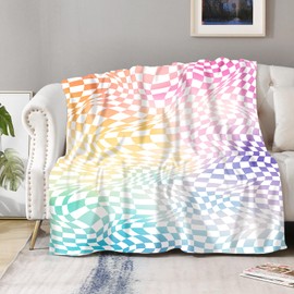 Checkered Chess Blanket Gifts for Men Women Kids Chessboard Print Bedroom Living Room Decor Soft Cozy Bed Couch Plush Birthday Christmas Lightweight Blanket 50"x60"