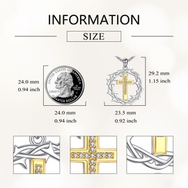 ZPMMPZ Crucifix Necklace Sterling Silver 18k Gold Cross Pendant Christian Jewelry Religion Gifts for Men Women
