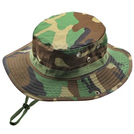Camo Boonie Hat for Men Women, Military Tactical Wide Brim Bucket Hats, UPF50+ Jungle Sun Hats for Fishing Hunting Safari, C-jungle Camo, One Size