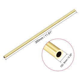 sourcing map Brass Round Tube, 300mm Length 9mm OD 1.5mm Wall Thickness, Seamless Straight Pipe Tubing