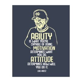 Lou Holtz Quotes - "Ability -What You're Capable of Doing" Motivational Wall Art, Positive Affirmations Wall Decor, Wall Art for a Living Room, Office Artwork Wall Decoration, Unframed - 8x10