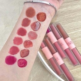 Lápiz labial líquido mate y brillante 2 en 1, 4#, All Skin Labiales líquidos con acabados mate y espejo,Textura suave y fórmula hidratante, Taza antiadherente y de larga duración