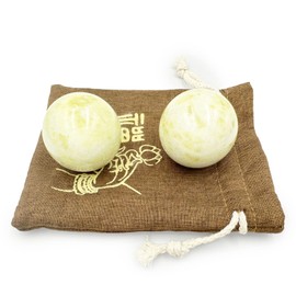 Surtiycrii 2" Natural Jade Light Green Baoding Balls Chinese Health Exercise Massage Balls Stress Relieve Hand Exercise Handicraft Collection