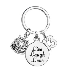 MADHAHEFU Birthday Gifts Live Laugh Love Birthday Keychains for Women Girls Inspirational Gifts for Friends Female (13th Birthday)