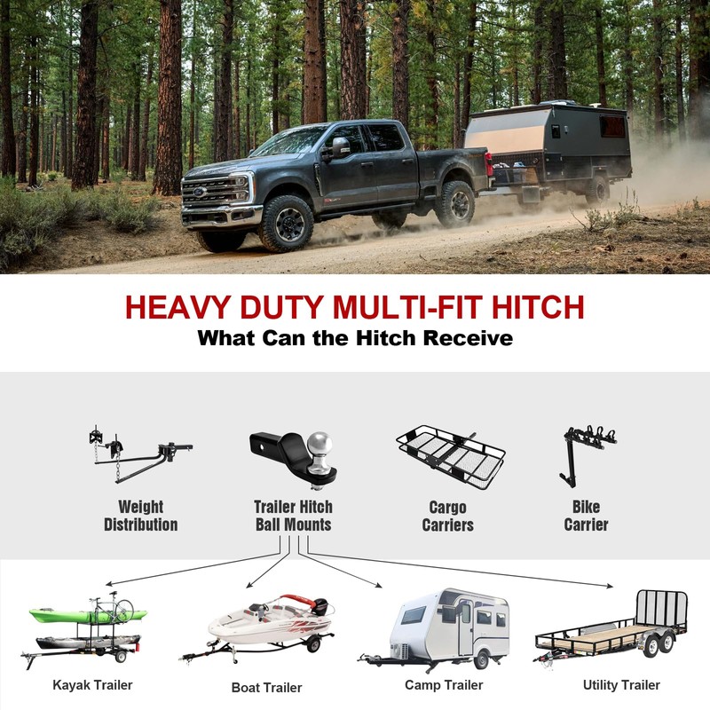 APS Rear Towing Hitch Receiver, Class 3 Trailer Hitch Compatible