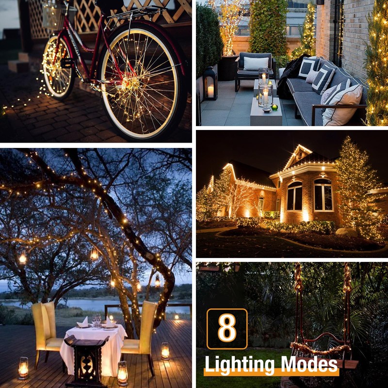 btfarm 4 Pack Solar String Lights Outdoor - Total 132FT
