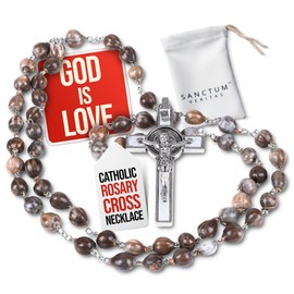 Italian Rosary with Pope Leo XIV Apostolic Blessing – Large Beads Catholic Necklace for Car Mirror, First Communion, Religious Keepsake Gift