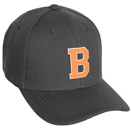 Daxton Classic Baseball Hat Custom A to Z Initial Team White Neon Orange Letter, Charcoal Cap, Letter B