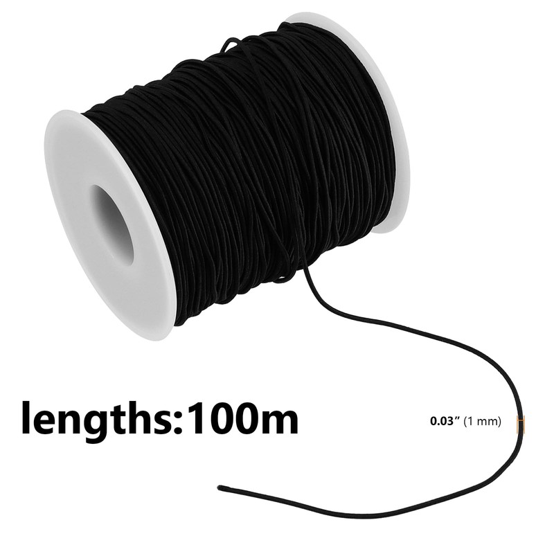 SEUNMUK 2 Roll 1mm Black Elastic String, 200m Elastic Beading