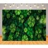 CORFOTO 5x3ft Fabric Green Clover Leaves Backdrop Green Shamrock Background