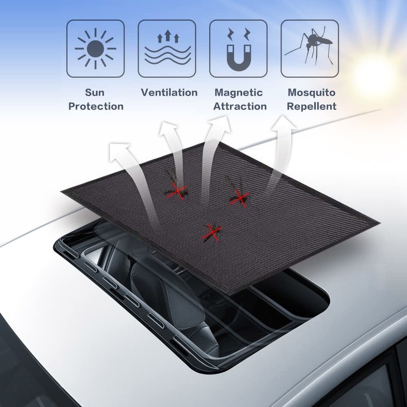 VARGTR Car Sunroof Sunshade Magnetic Net Overnight Camping Roof Cover