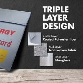 Tenergy 2 Pack Lipo Bags, Fire Retardant Lipo Battery Bag for Charging and Storage, 7x9inches