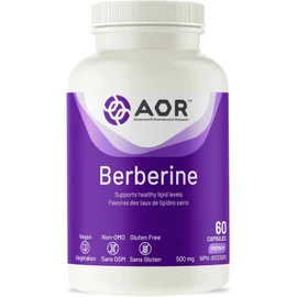 AOR - Berberine 500mg, 60 Caps 30-Day Supply - Berberine Supplement for Healthy Lipid Levels & Cholesterol, Cardiovascular Health - LDL Cholesterol Lowering Supplement