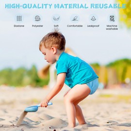 HECCEI Reusable Swim Nappy for Babies, Skin-Friendly with Adjustable Waistband, Swim Nappy Baby (Blue, L)