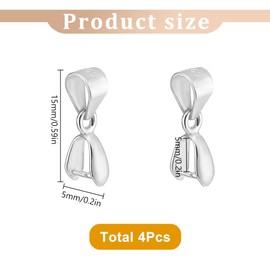GOMAKERER 4 Pcs 925 Sterling Silver Pinch Bails, Pinch Clip Bail Clasp Bead Pendant Clasp Connectors Metal Clip Buckle Jewelry Findings for Necklace Earring Bracelet Jewelry Making